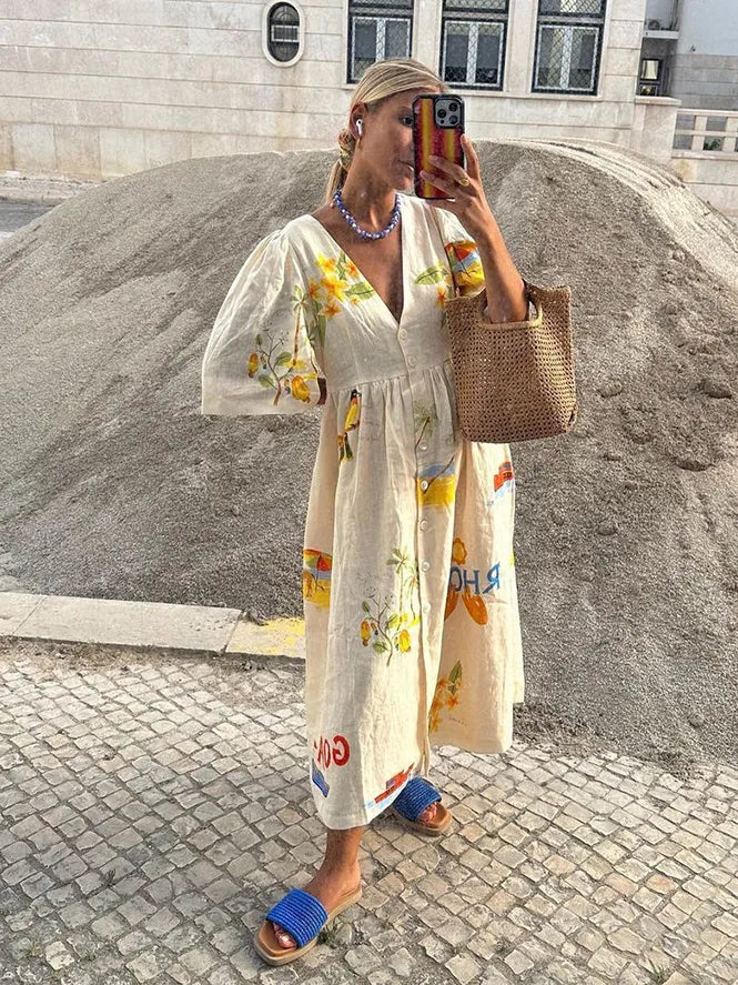Xara Stylisches Midi Dress aus Leinen