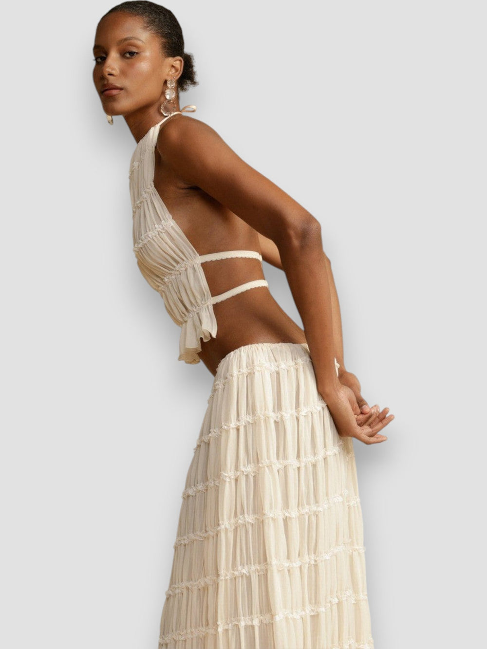 Micaela Ruffle Pleated Set