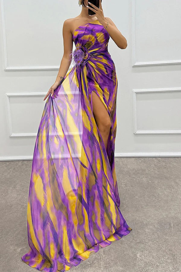 Naomi Vibrant Print Maxi Dress, One-Shoulder Cut
