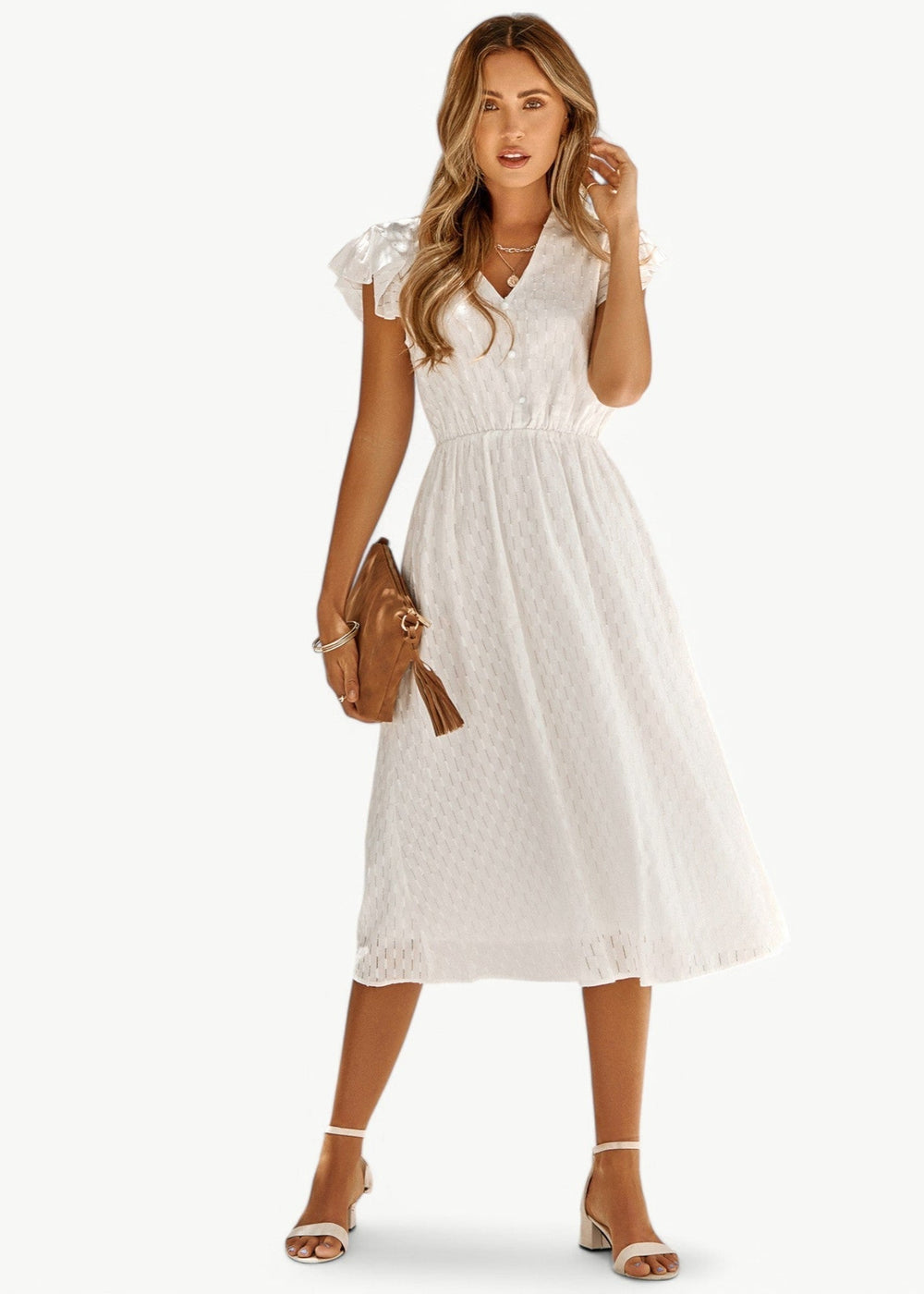 Violet Ruffled V-Neck Dress