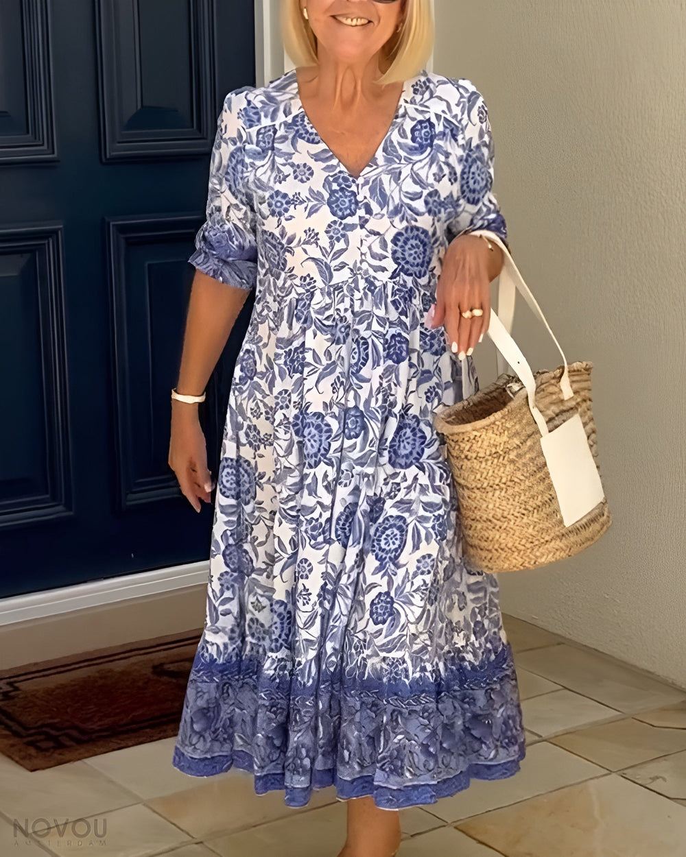 Evelyn Floral V-Neck Dress