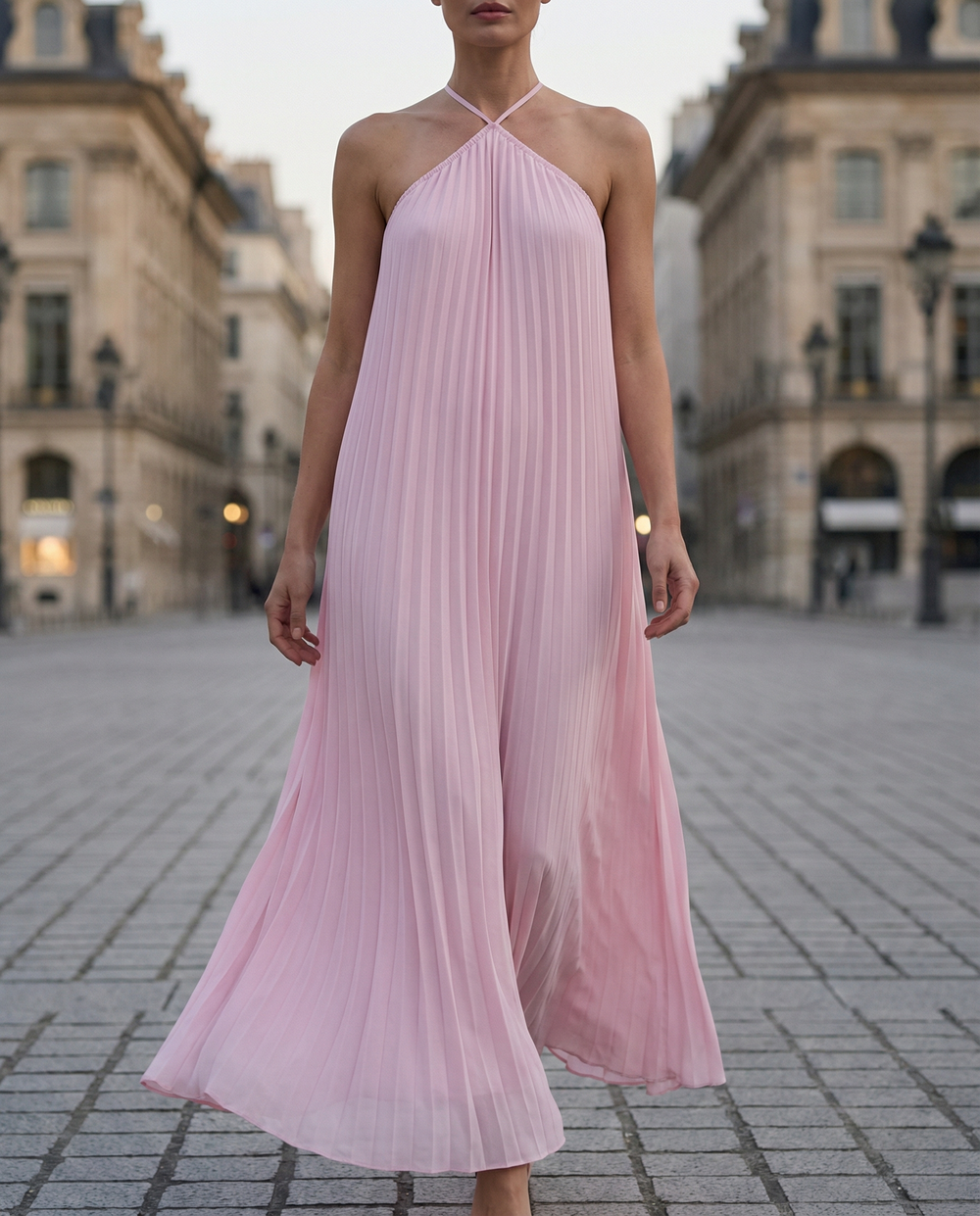 Grace Elegant Strapless A-Line Pleated Maxi Dress