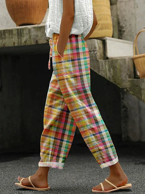 Anni Plaid Belted Pants