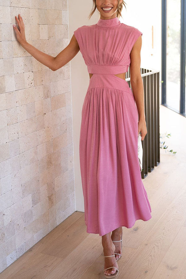 Quincy Cutout Midi Dress with Side Pockets for Summer