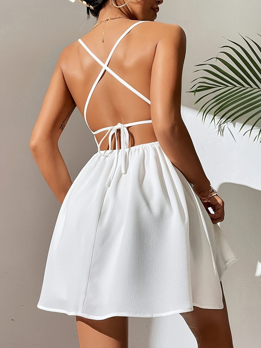 Celina Dress Cross Back Flared Skirt