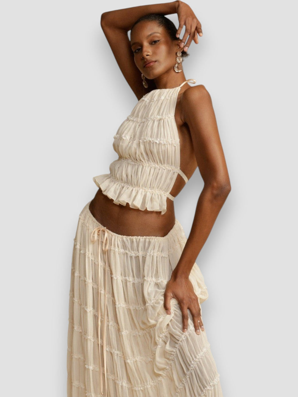 Micaela Ruffle Pleated Set