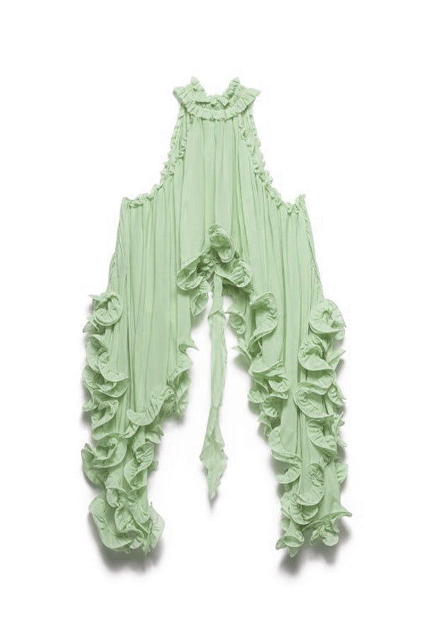Romantic Drama Halter Ruffle Top