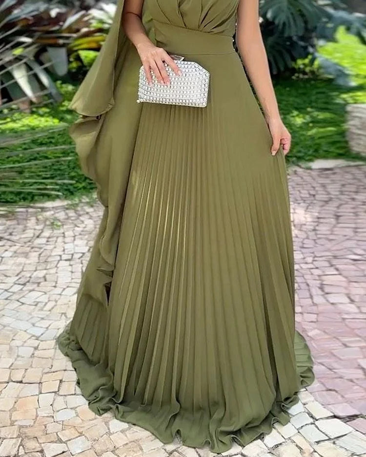 Araluen One-Shoulder Pleat Dress