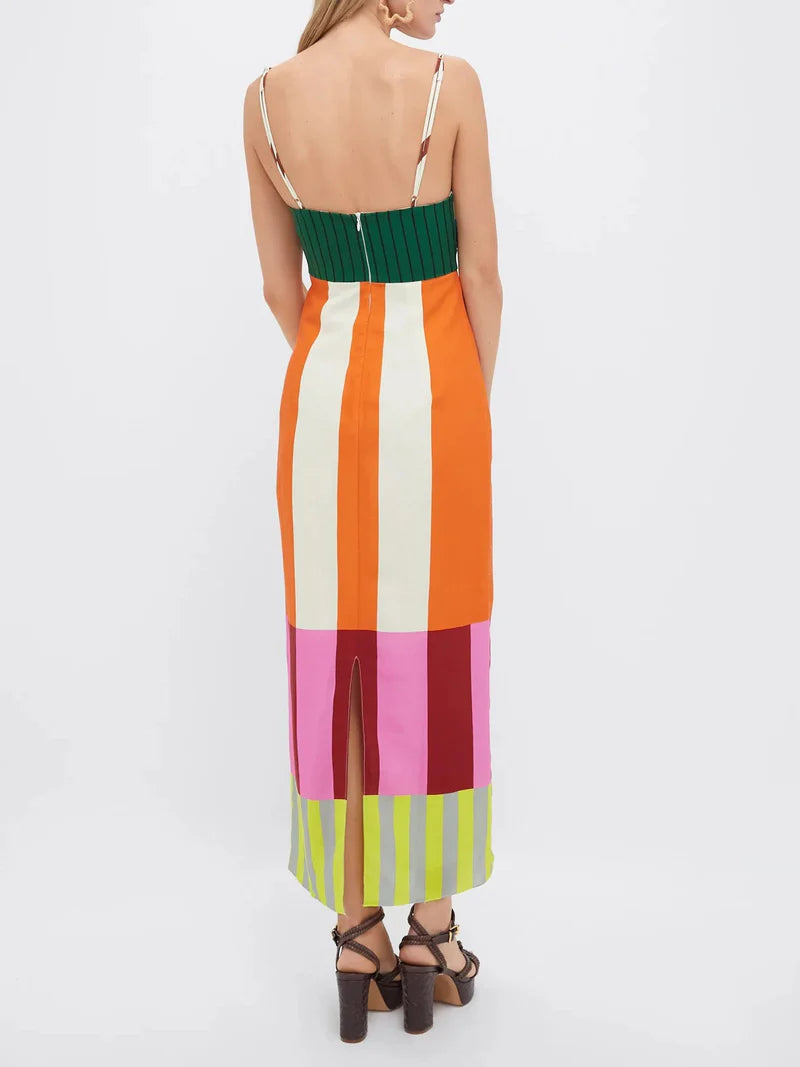 Paloma Striped Empire-Waist Maxi Dress