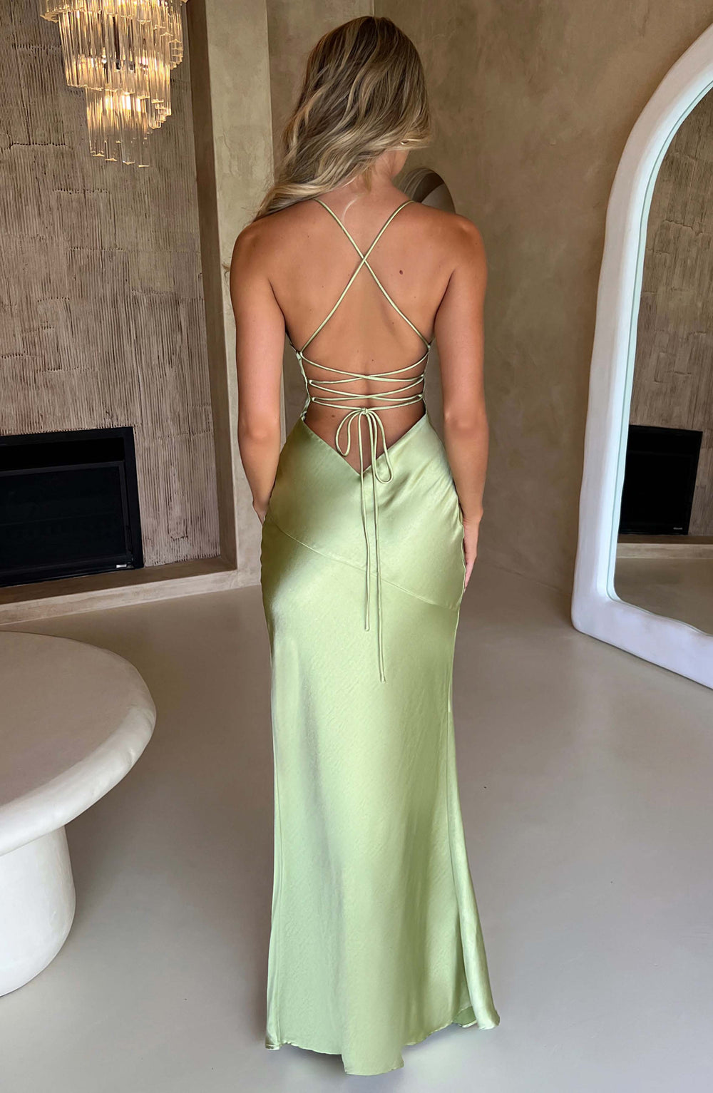 Meliva Sultry High-Slit Satin Maxi Dress for Evenings