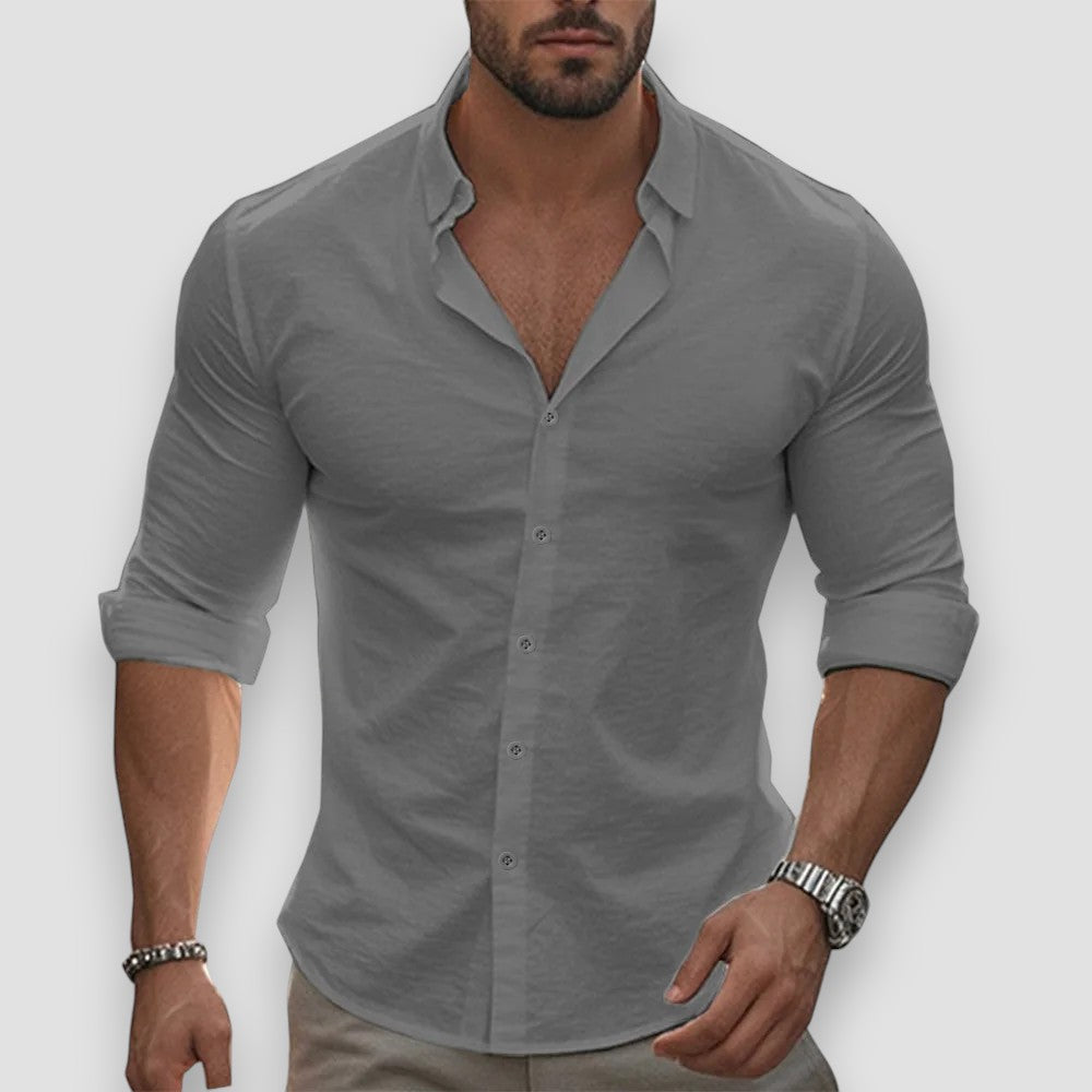Jonathan Lightweight Long-Sleeve Cotton-Linen Shirt