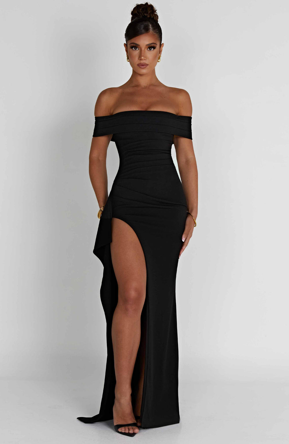Renata Halter Neck Maxi Dress with High Thigh Slit