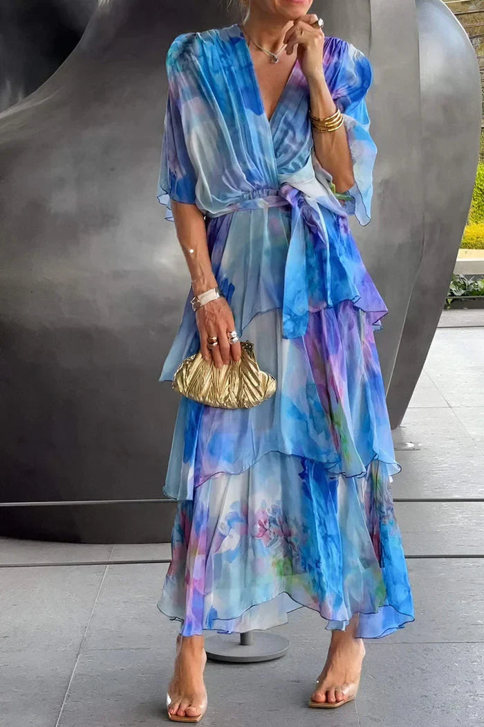 Cecilia Chiffon V-Neck Maxi Dress