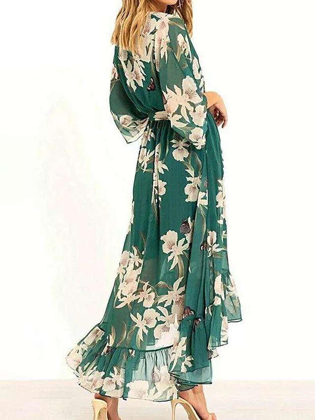 Marta Green Geometric Print Maxi Dress