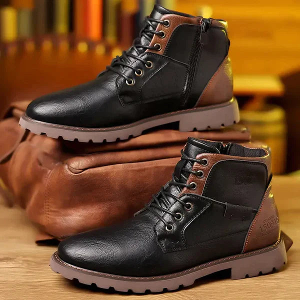 Owen Faux Leather Heavy-Duty Lace-Up Ankle Combat Boots