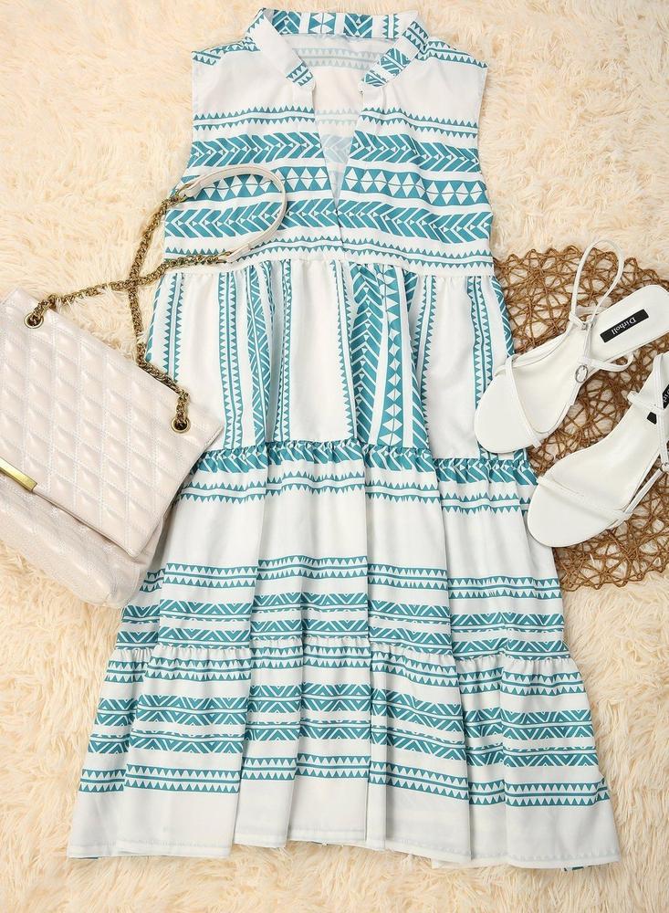 Lila Boho Printed Sleeveless Dress