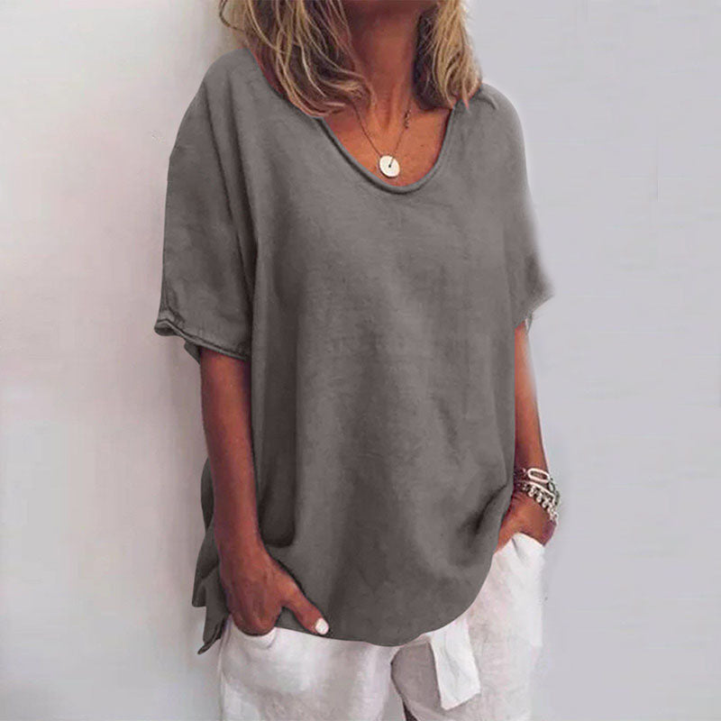 Brienna Loose-Fit Flowing Lightweight Casual Blouse