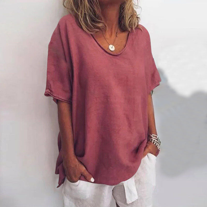 Brienna Loose-Fit Flowing Lightweight Casual Blouse
