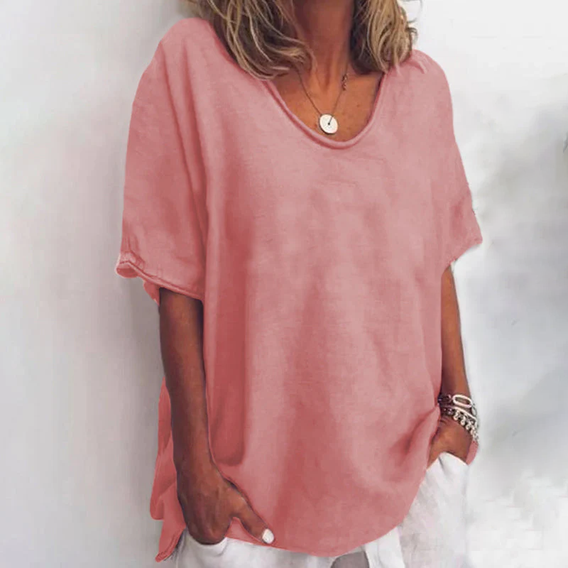 Brienna Loose-Fit Flowing Lightweight Casual Blouse