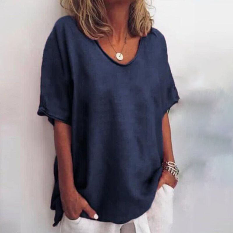 Brienna Loose-Fit Flowing Lightweight Casual Blouse