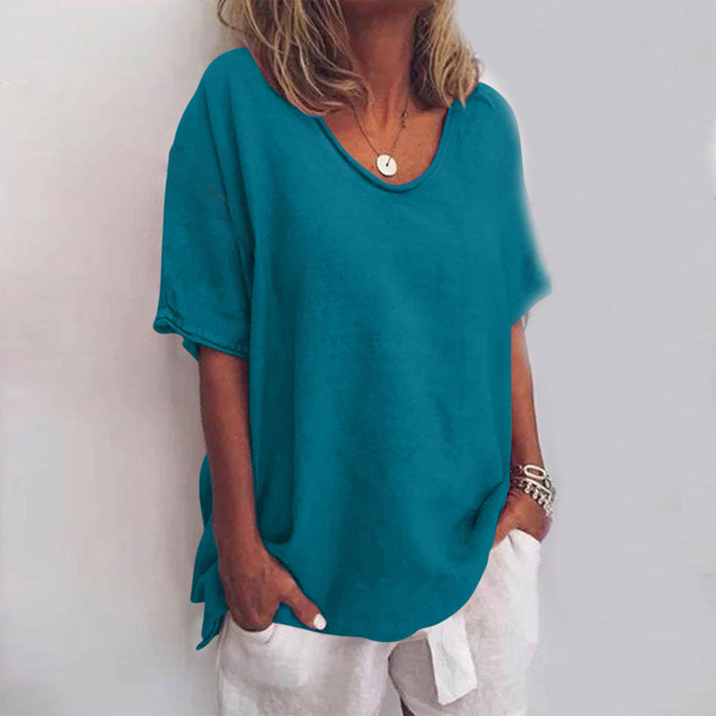 Brienna Loose-Fit Flowing Lightweight Casual Blouse