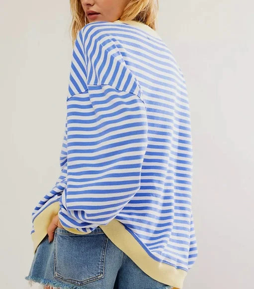 Helen Striped Oversized Sweater | Hellblau
