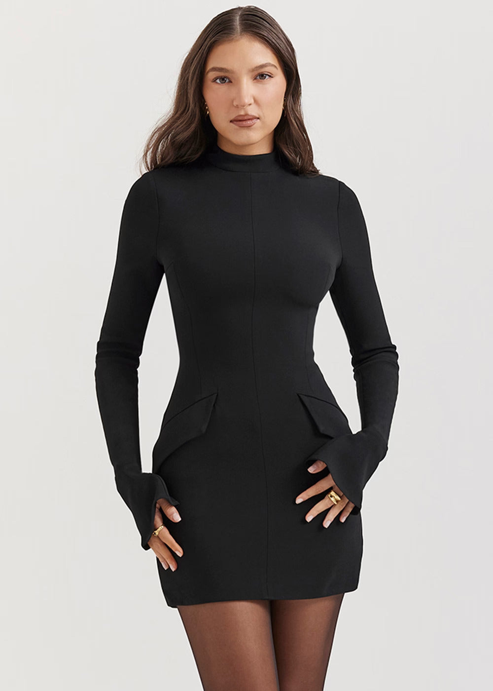 Isolde High-Collar Mini Dress