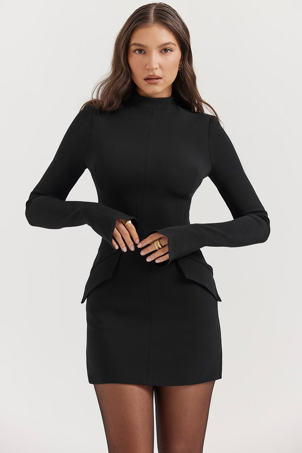 Isolde High-Collar Mini Dress