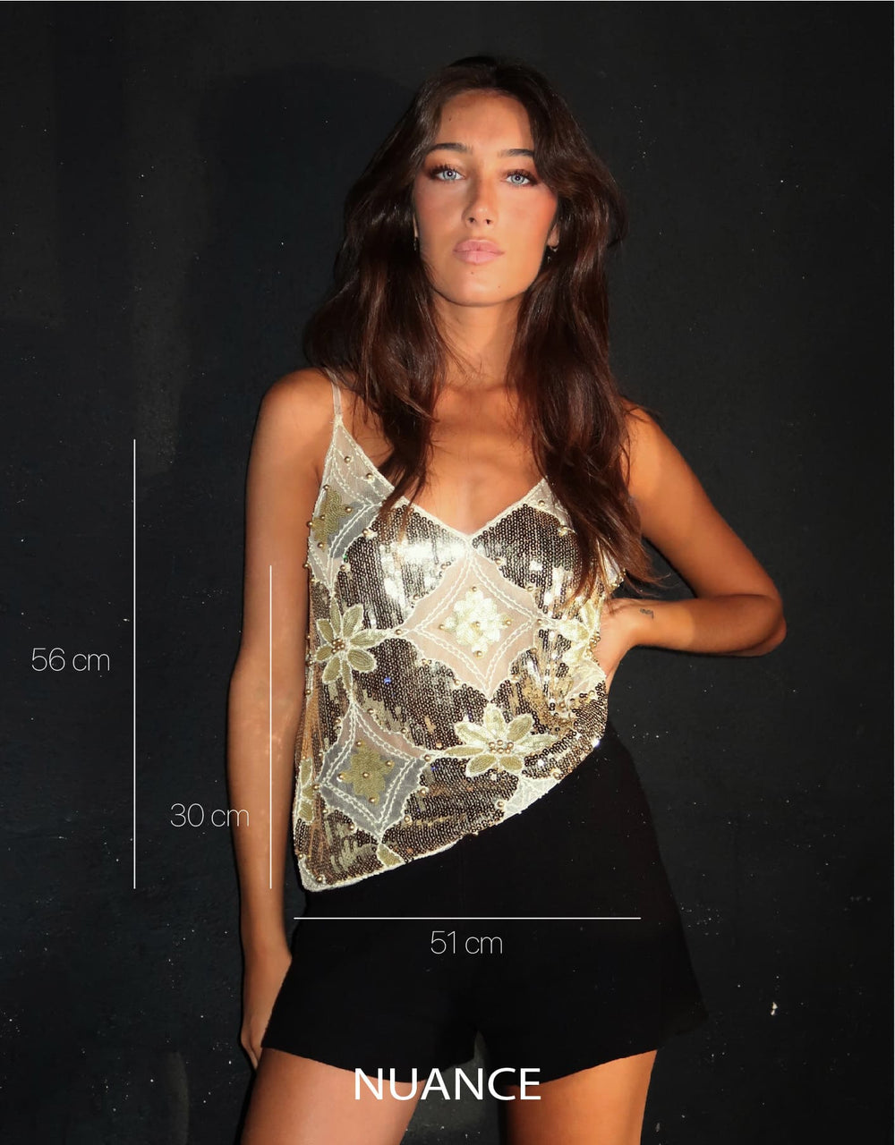 Stella Sequin Mesh Top