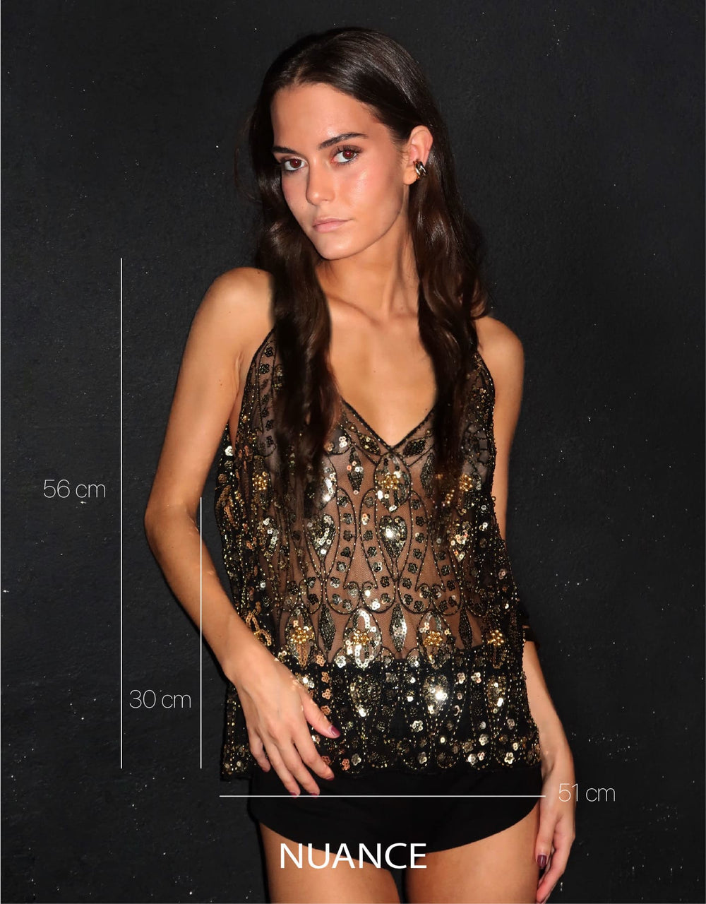 Stella Sequin Mesh Top