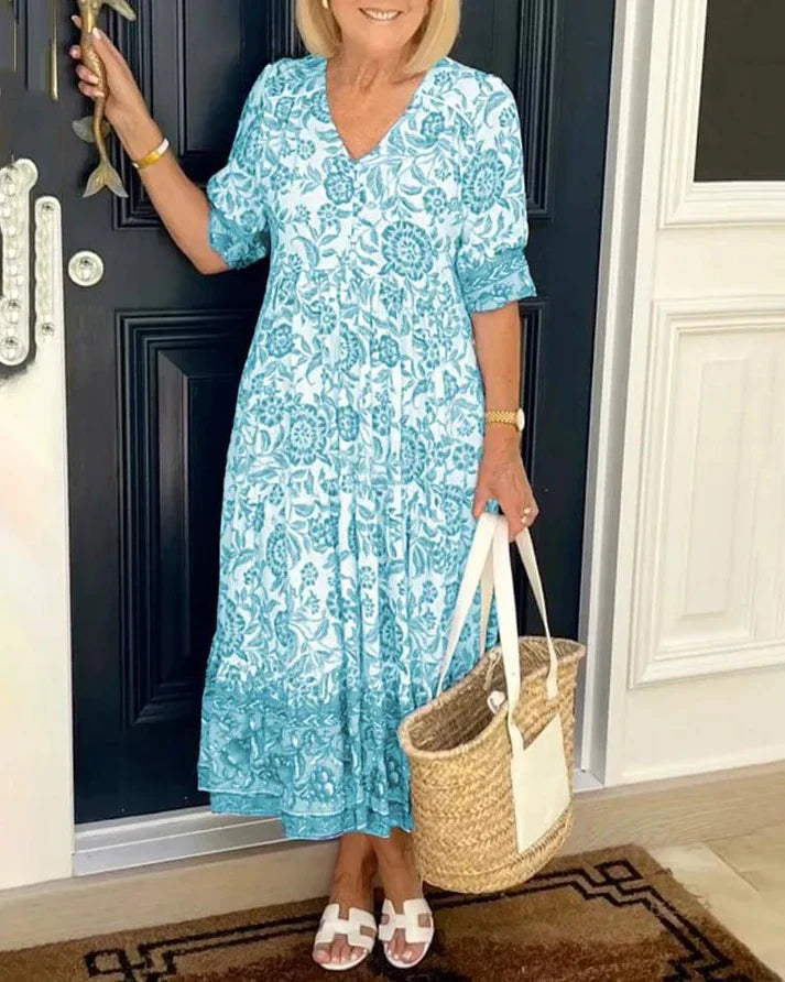 Isla Boho V-Neck Dress, Effortless Elegance