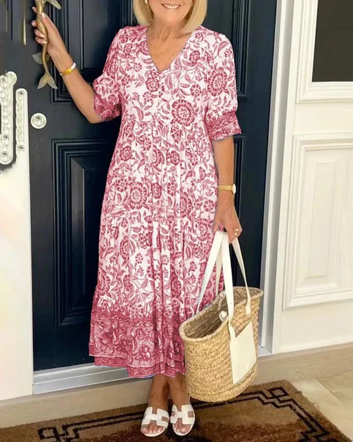 Isla Boho V-Neck Dress, Effortless Elegance
