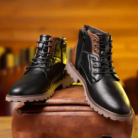 Owen Faux Leather Heavy-Duty Lace-Up Ankle Combat Boots