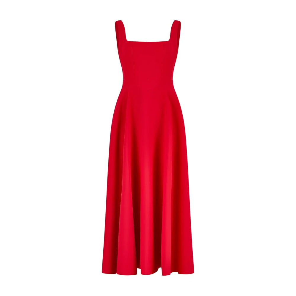 Yara-Belle High-Waist Square-Neck Midi Dress