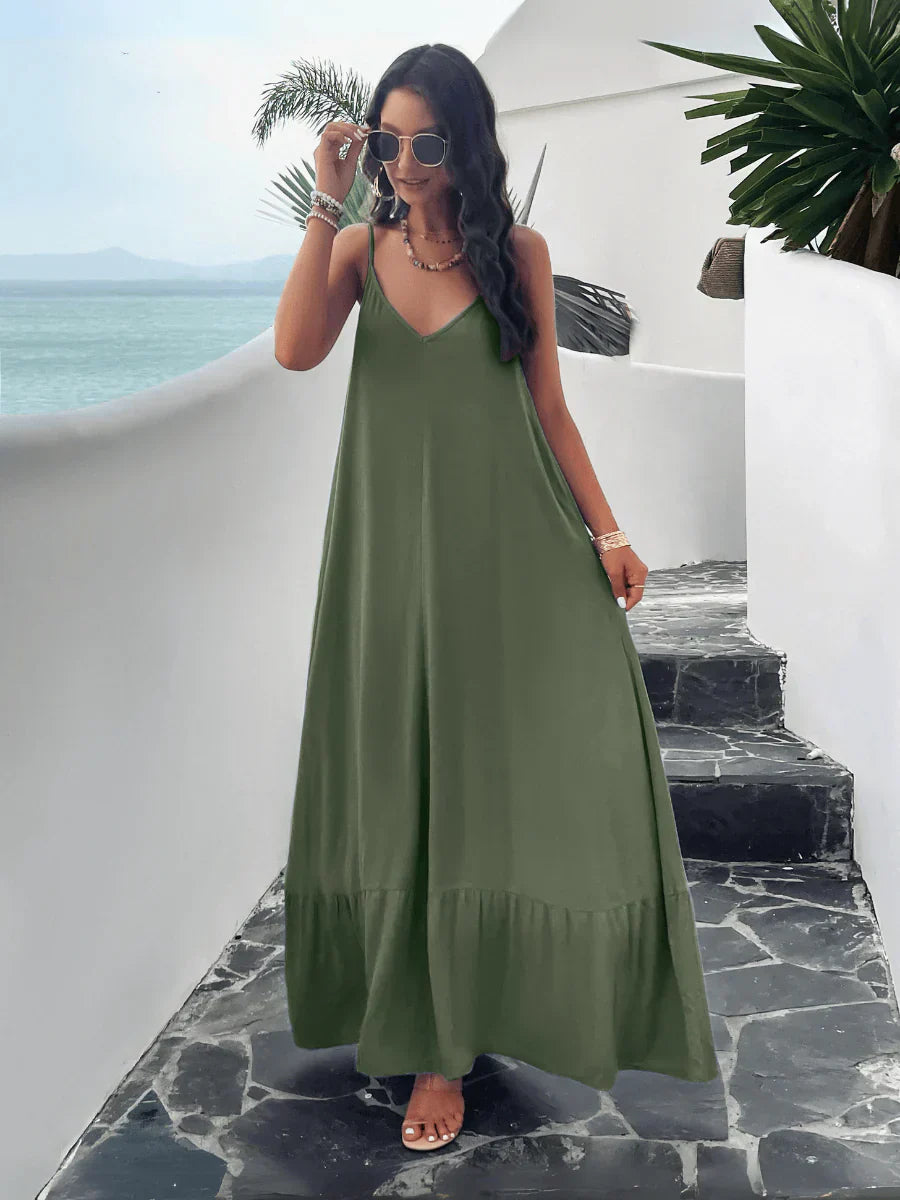 Rosenda Olive Print Maxi Dress