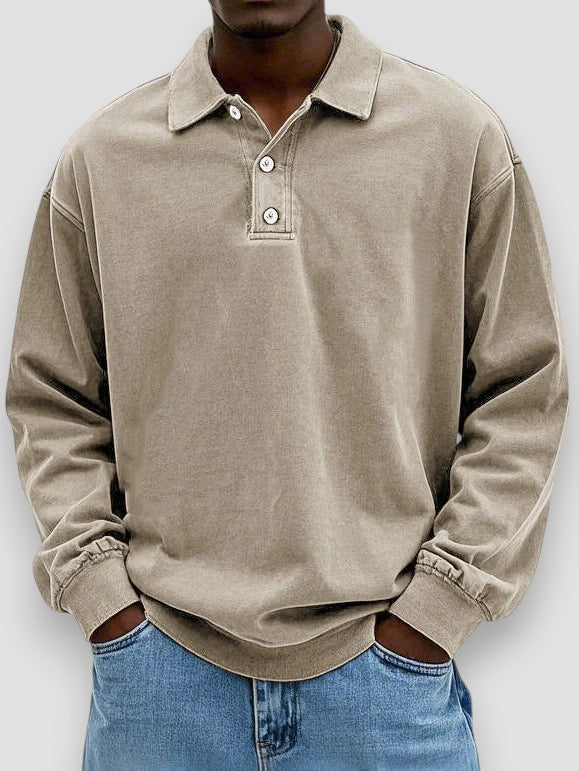 Harris Long-Sleeve Cotton Polo Shirt