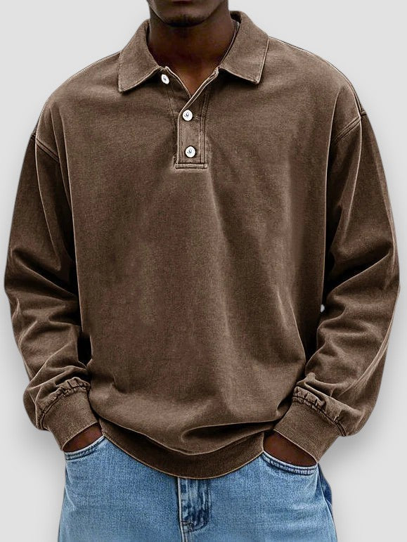 Harris Long-Sleeve Cotton Polo Shirt