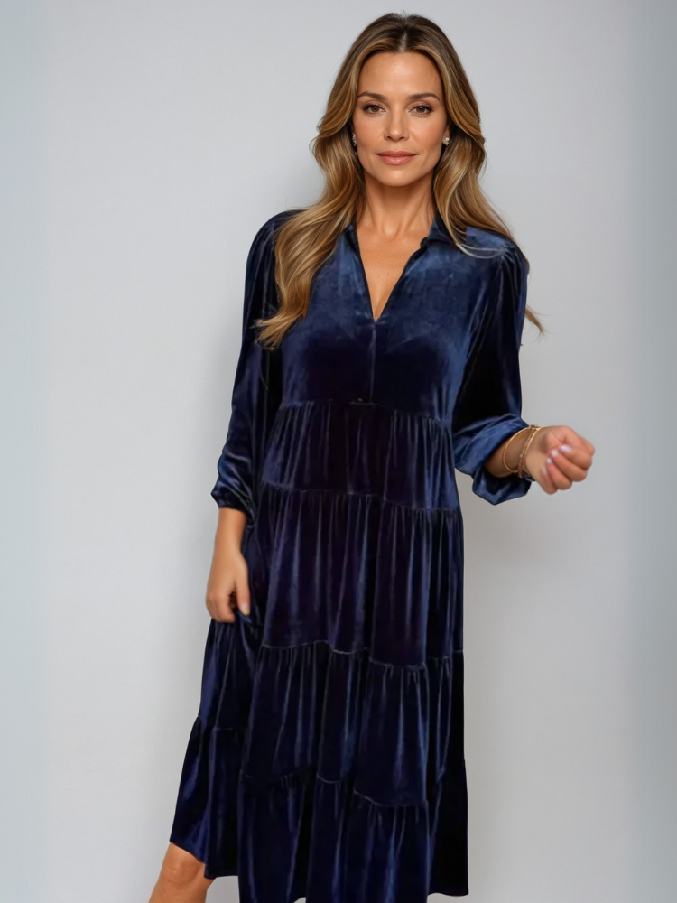 Jade Relaxed Velvet V-Neck Dress