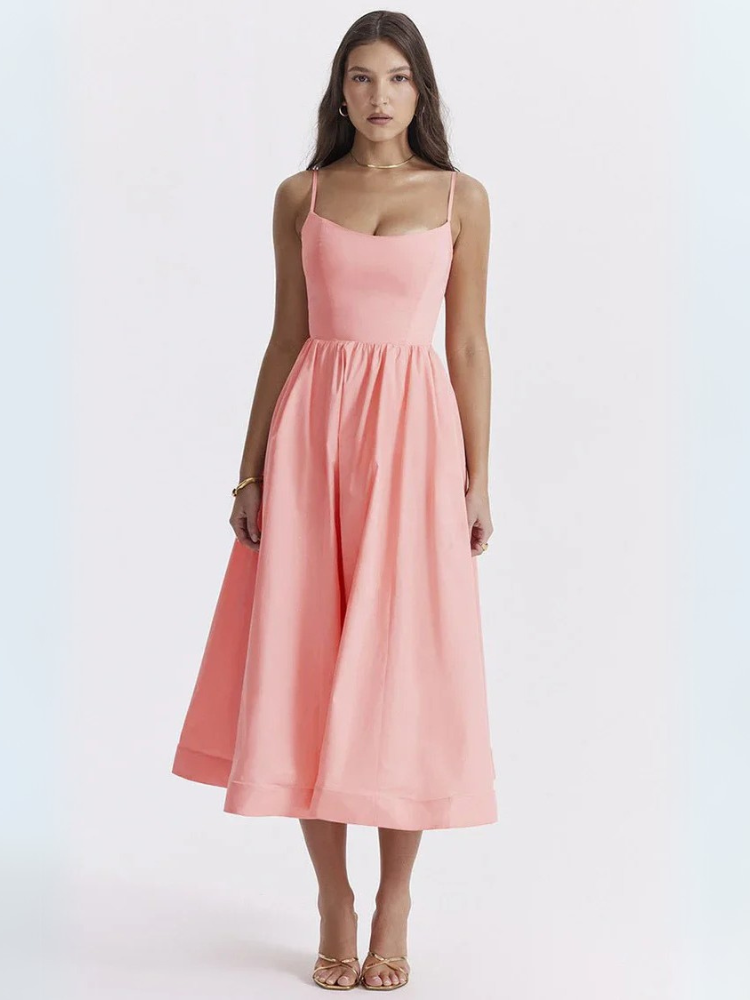 Aimee Stretch Polyester Corset Midi Dress