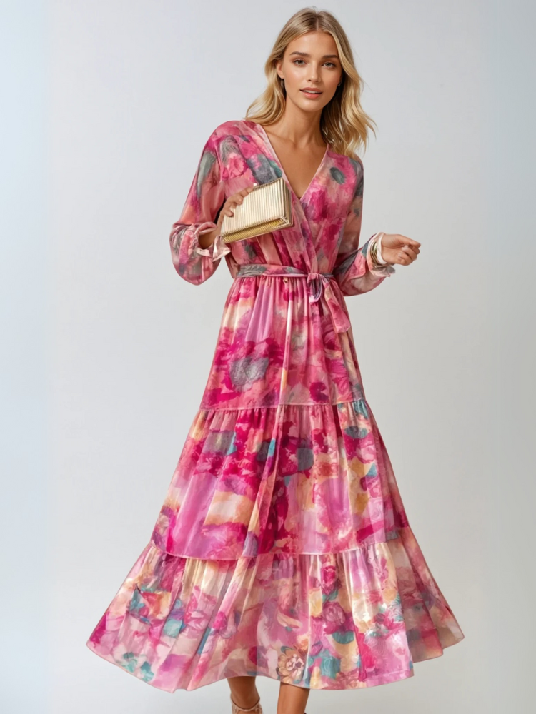 Georgina Silk-Blend Midi Dress, Effortless Elegance