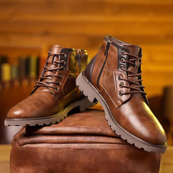 Owen Faux Leather Heavy-Duty Lace-Up Ankle Combat Boots