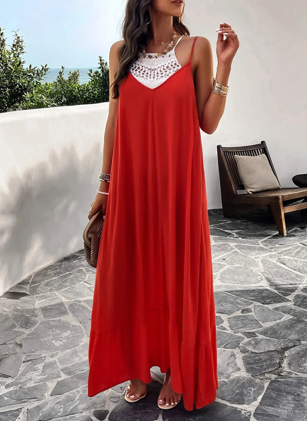 Rosenda Olive Print Maxi Dress