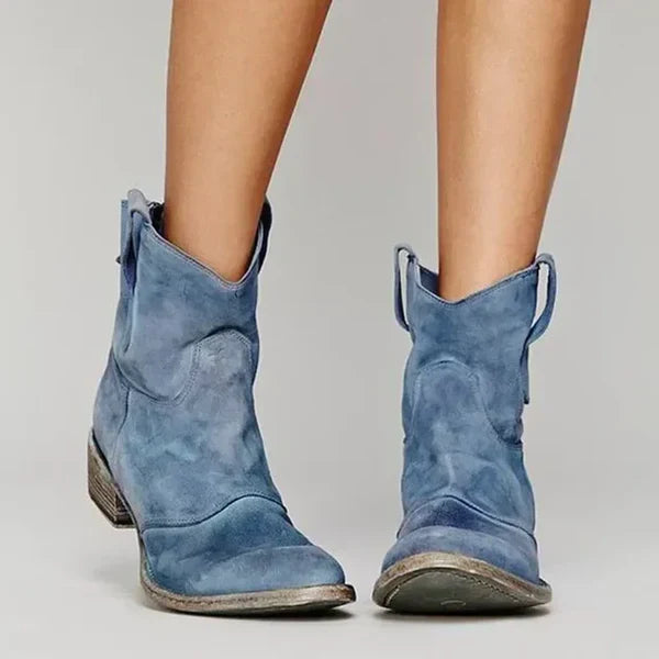 Maddalena Rustic Faux-Leather Embroidered Cowboy Boots
