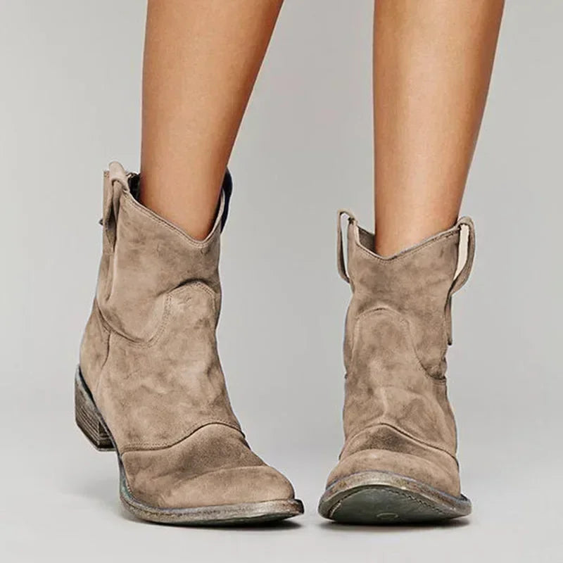 Maddalena Rustic Faux-Leather Embroidered Cowboy Boots
