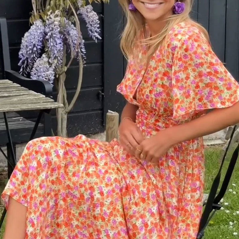 Camilla Floral V-Neck Midi Dress
