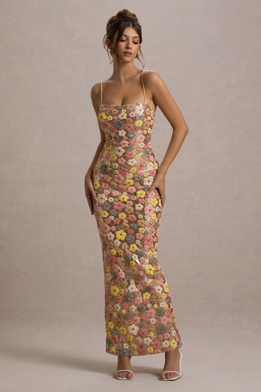 Elira Sequin Floral Maxi Dress