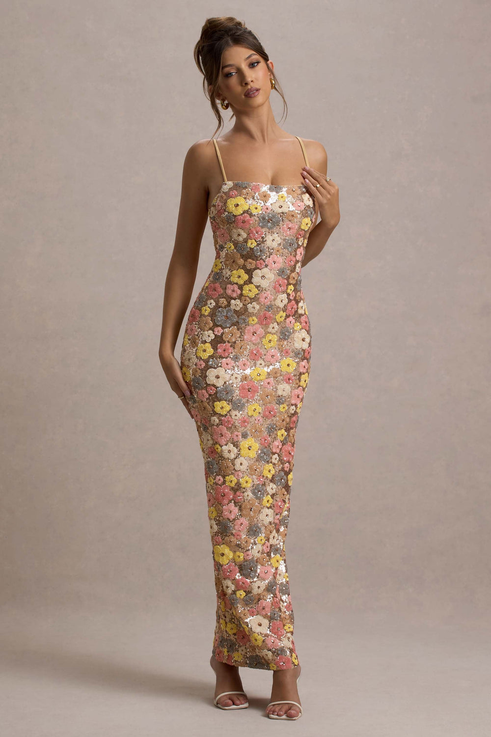 Elira Sequin Floral Maxi Dress