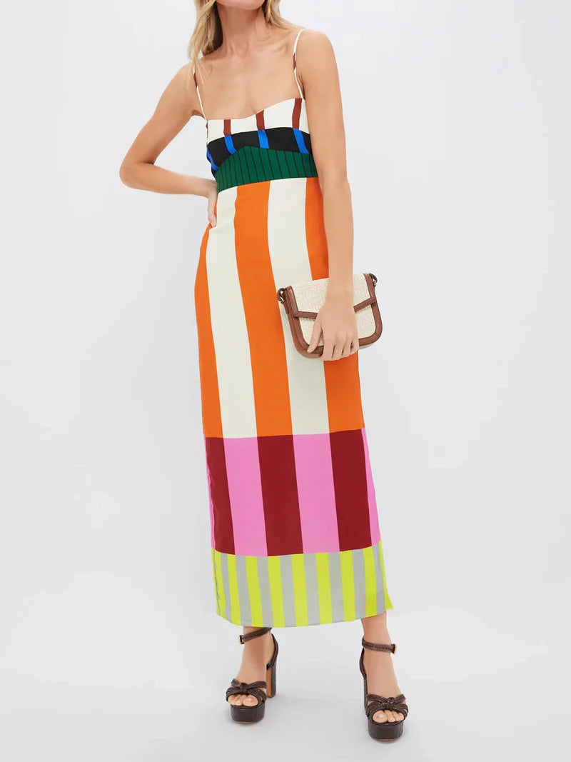 Paloma Striped Empire-Waist Maxi Dress