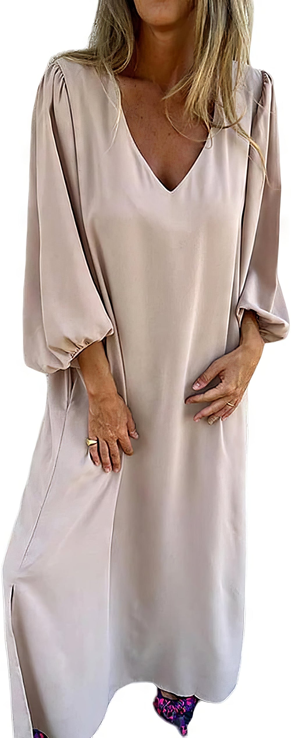 Livia Bohemian V-Neck Maxi Dress with Pockets and Slit