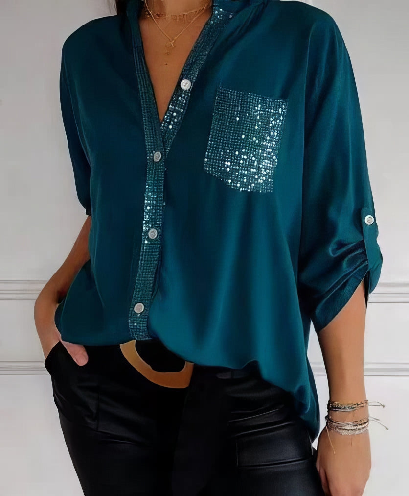 Lucie Sequin Patchwork Top